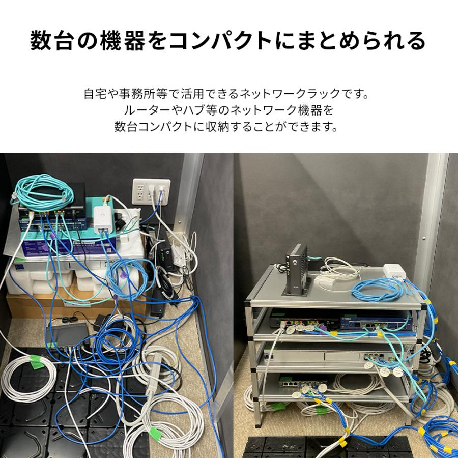 ネットワークラック 本体4段タイプ W500×D400×H436mm 個人、小規模オフィス向けの画像