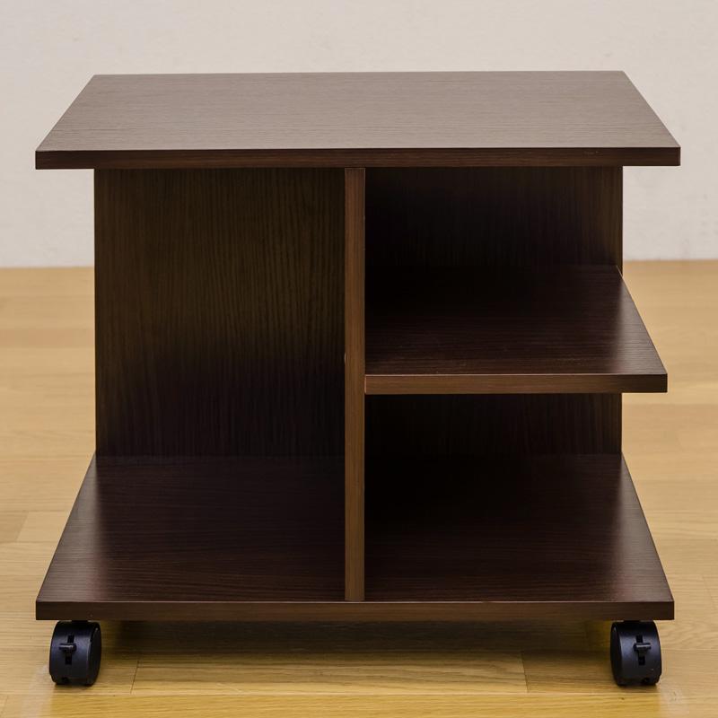 センターテーブル キャスター付き 50cm 収納棚 2段 長方形 木製 サイド