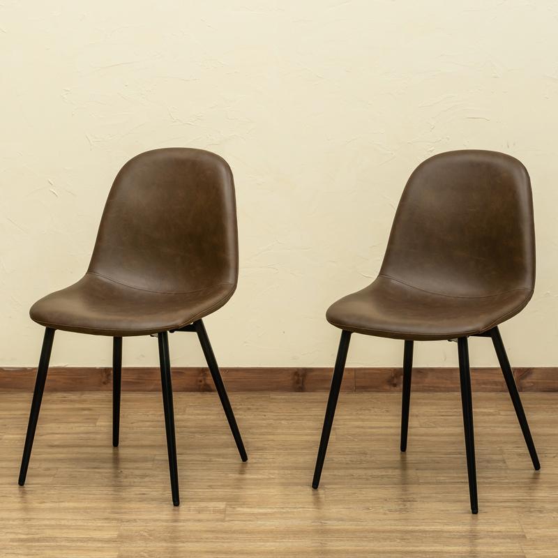 ダイニングチェアー2脚セット おしゃれイス モダンデザイン レトロ系 カフェ風 椅子 渋カラー