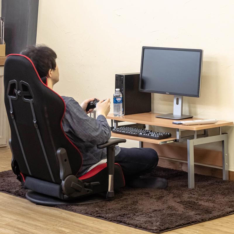 パソコンデスク 90cm幅 ロータイプ 平机 PC スライドテーブル パソコンデスク 90cm幅 ロータイプ 平机 PC スライドテーブル