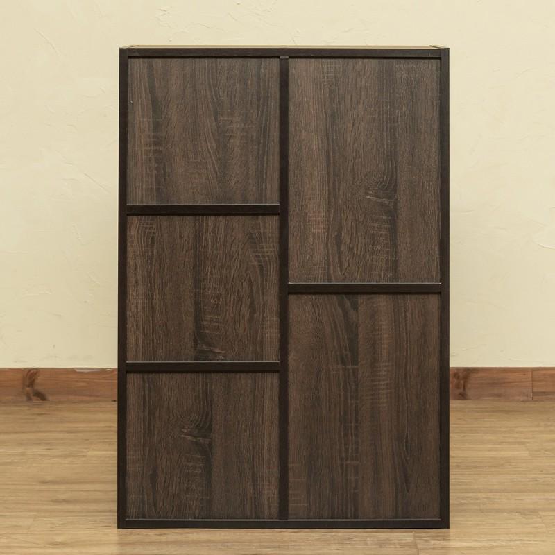 扉付きマルチラック 3段扉 2段棚 おしゃれ カラーボックス 扉収納 木製