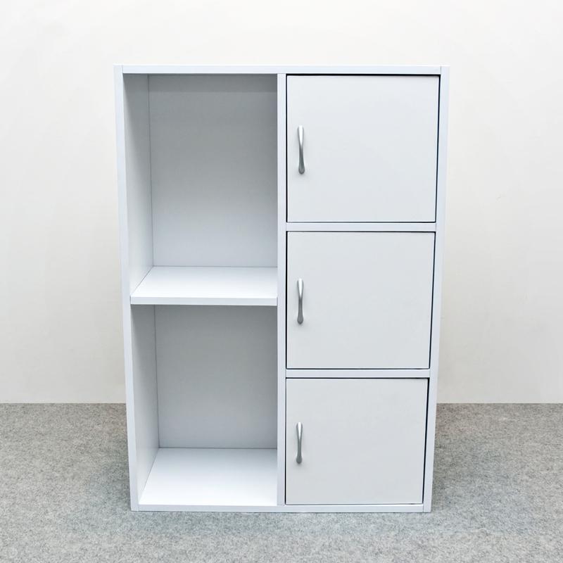 マルチラック扉付きWH【カタログ価格】12,800円(税抜) 扉付きマルチラック 3段扉 2段棚 おしゃれ カラーボックス 扉収納 木製