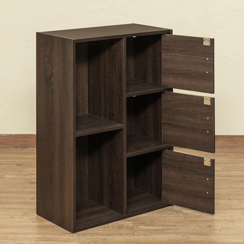 鍵付き3段扉 マルチラック 60cm幅 収納 扉付き収納3段＆オープンラック