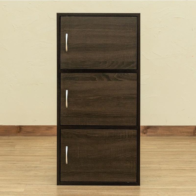 扉付き収納 カラーボックス 3段 ラック 扉収納 ロッカー 木製 オフィス 貴重品 保管 見えない収納 | ブランド登録なし | 06