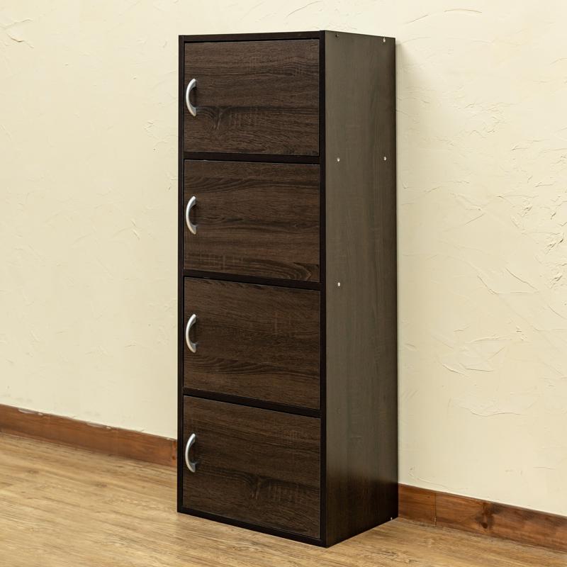 扉付きラック　4段　WAL(ウォールナット) 扉付きラック 4段 WAL/WH