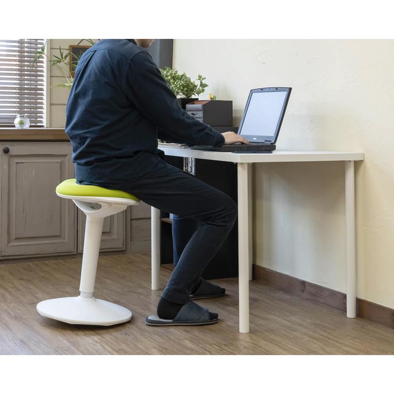 昇降式　スタンディング対応スツール　ホワイト×オレンジ 昇降式 スタンディング対応スツール ホワイトオレンジ