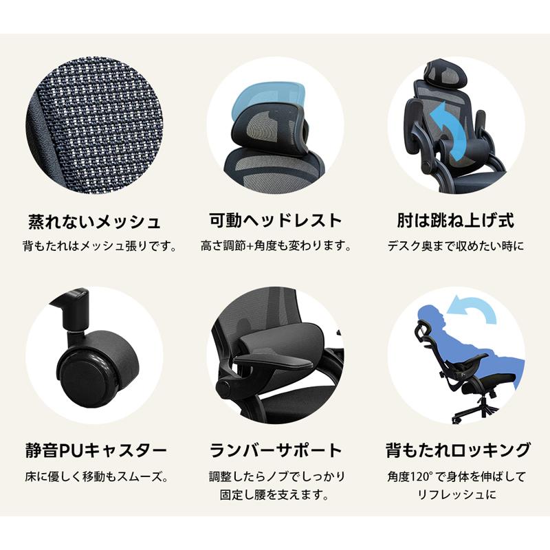 オフィスチェア デスクチェア ハイバック ロッキング機能付き