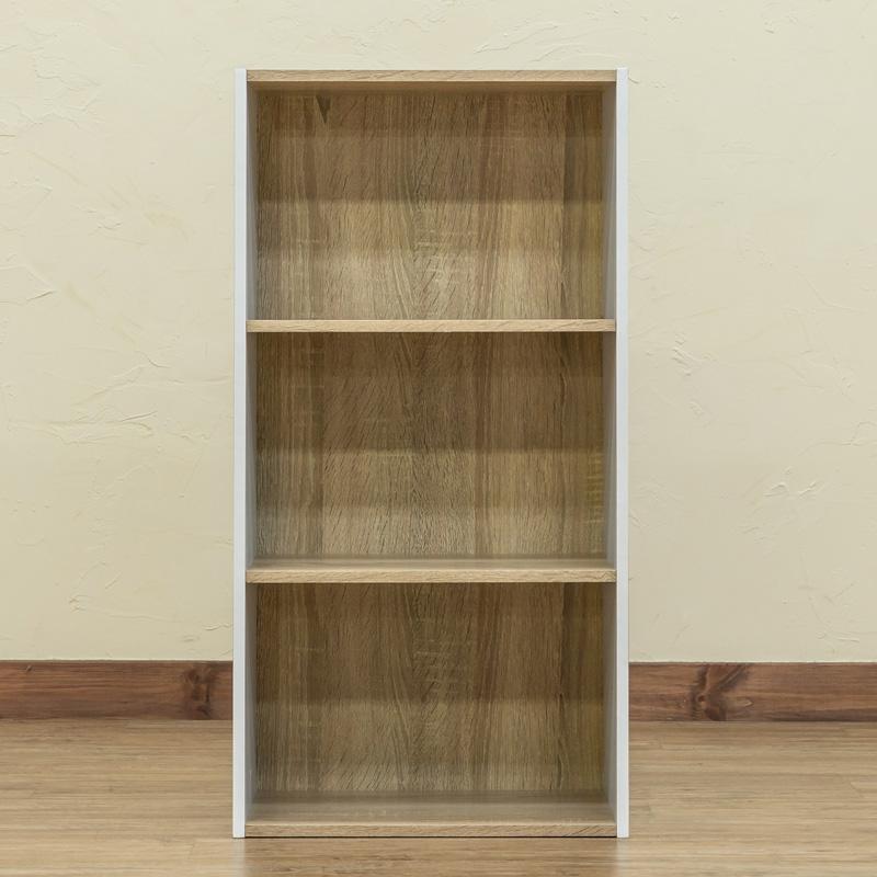 カラーボックス 3段 棚 オープンラック 収納ラック おしゃれ 収納 木製 2色使い 黒 白 一部木目柄 | ブランド登録なし | 12