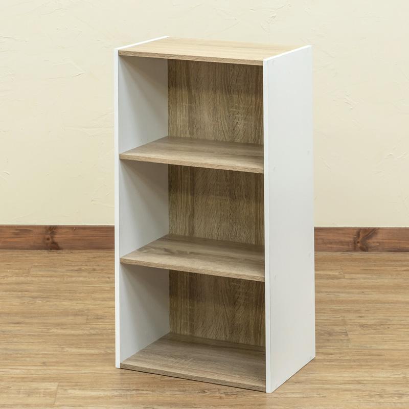 カラーボックス 3段 棚 オープンラック 収納ラック おしゃれ 収納 木製 2色使い 黒 白 一部木目柄 | ブランド登録なし | 10