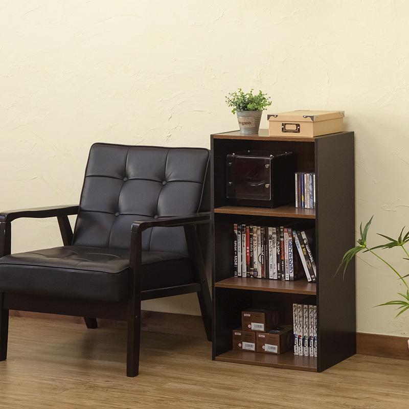 カラーボックス 3段 棚 オープンラック 収納ラック おしゃれ 収納 木製 2色使い 黒 白 一部木目柄 | ブランド登録なし | 08