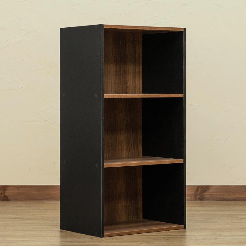 カラーボックス 3段 棚 オープンラック 収納ラック おしゃれ 収納 木製 2色使い 黒 白 一部木目柄 | ブランド登録なし | 20