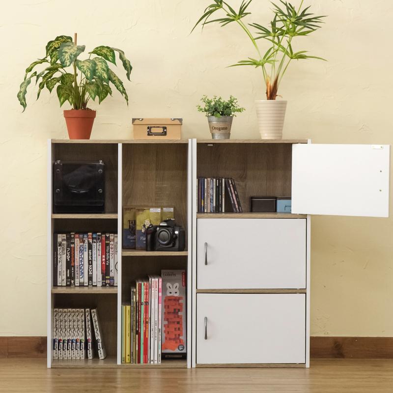 扉付き収納 3段ラック 扉収納 カラーボックス ロッカー 棚 3段