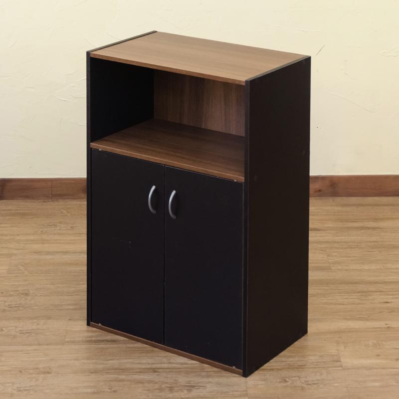 扉付き収納 ラック 50cm幅 可動棚 両開き オープンシェルフ 棚 電話台