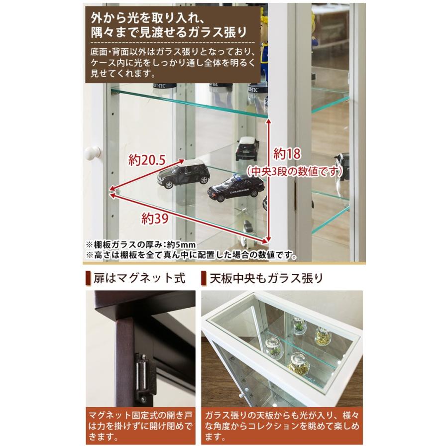 ガラス コレクションケース 幅44cm 高さ100cm 背面ミラー付き ガラス コレクションケース 幅44cm 高さ100cm 背面ミラー付き