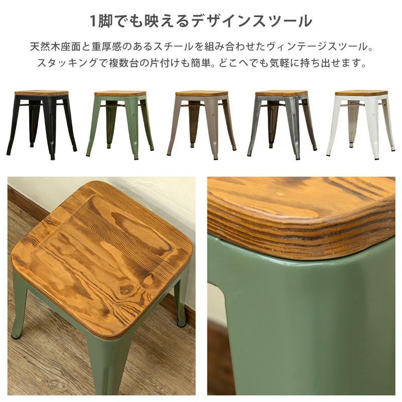 【アメリカンスタイル】木製スツール1脚④ 4脚】木製丸椅子 4脚