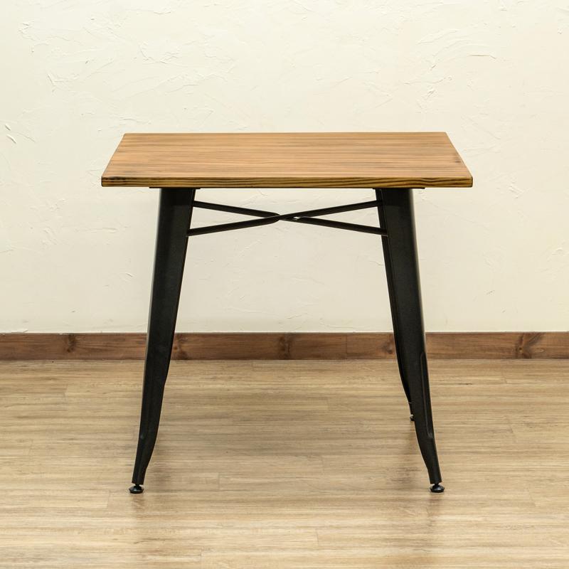 ダイニングテーブル 80cm パイン 木製 スチール脚 正方形 木目柄 ダイニングテーブル 80cm パイン 木製 スチール脚 正方形 木目柄