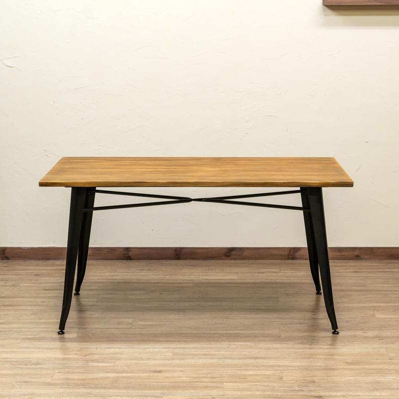 ダイニングテーブル 140cm幅 140cm×80cm パイン 木製 スチール脚 ダイニングテーブル 140cm幅 140cm×80cm パイン 木製 スチール脚