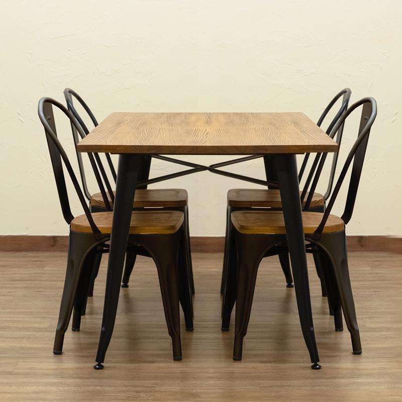 ダイニングテーブル 140cm幅 140cm×80cm パイン 木製 スチール脚 ダイニングテーブル 140cm幅 140cm×80cm パイン 木製 スチール脚