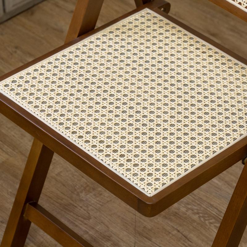 ダイニングチェア 折りたたみチェア 1脚 天然木使用 人工ラタン ラタン