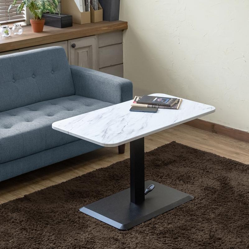 昇降式テーブル 90cm幅 センターテーブル ダイニング デスク 大理石柄 LCI-02(MWH) マーブルホワイト | ブランド登録なし | 13