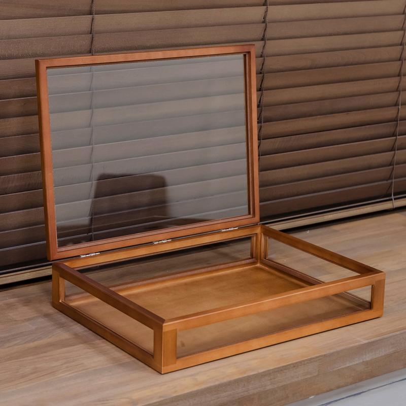 ガラスケース 幅40cm 木枠 コレクションケース 平型 眼鏡 腕時計