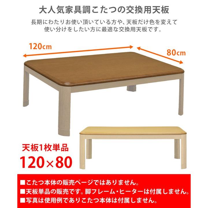 こたつ 天板のみ 120cm×80cm 木目柄 傷付きにくい UV塗装仕上げ 長方形 交換用｜adhoc-style｜06