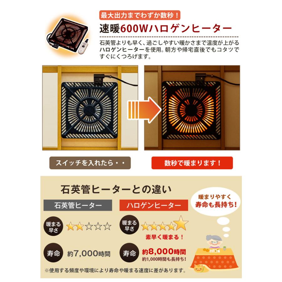 こたつ こたつテーブル 120cm幅 継脚 高さ2段階 手元 こたつ こたつテーブル 120cm幅 継脚 高さ2段階 手元