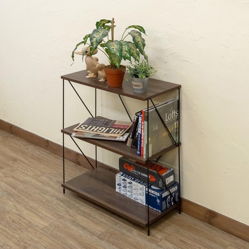 オープンラック 棚3段 幅60cm 本棚 電話台 おしゃれ 収納 木目柄板  