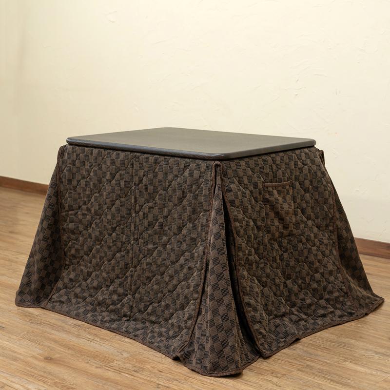 ダイニングこたつ 掛布団付き 正方形 80×60cm ハイタイプ 2点