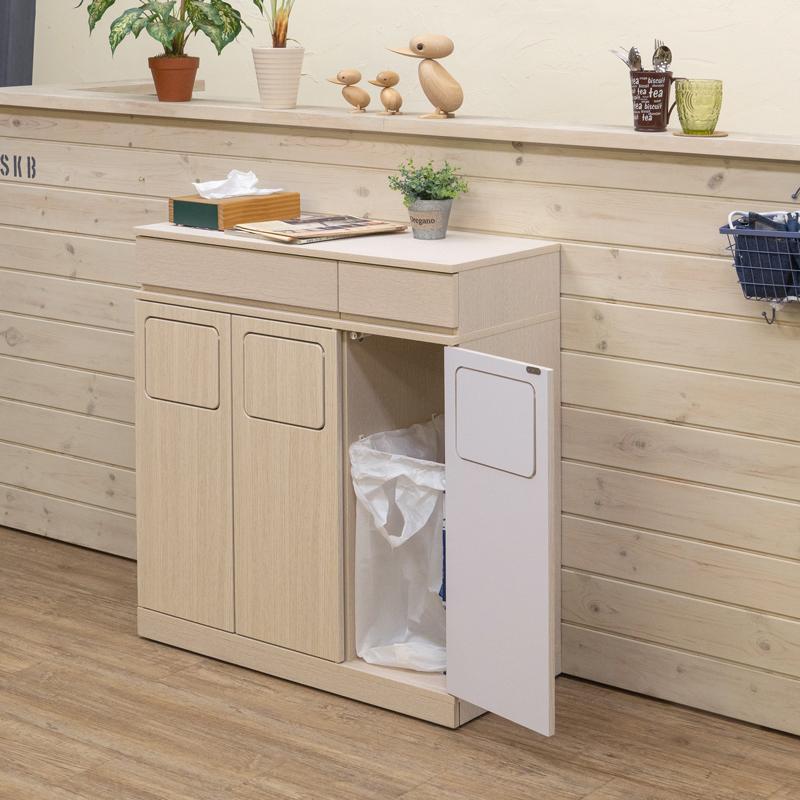 ゴミ箱 ダストボックス 引き出し付き 扉収納 45L×3分別 幅80cm ゴミ箱 ダストボックス 引き出し付き 扉収納 45L×3分別 幅80cm