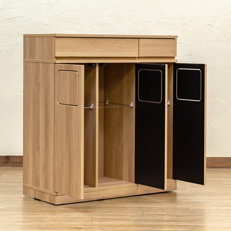 ゴミ箱 ダストボックス 木製 扉収納 45L×3分別 幅80cm ゴミ箱 ダストボックス 木製 扉収納 45L×3分別 幅80cm