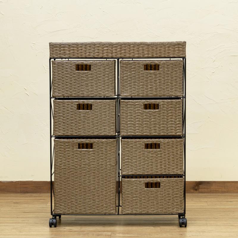 ラタン　籐　4段　収納　棚　引き出し　キャスター付き　アンティーク　レトロ ラタン 籐 ラタンラック チェスト 収納ラック 引き出し 4段 衣類