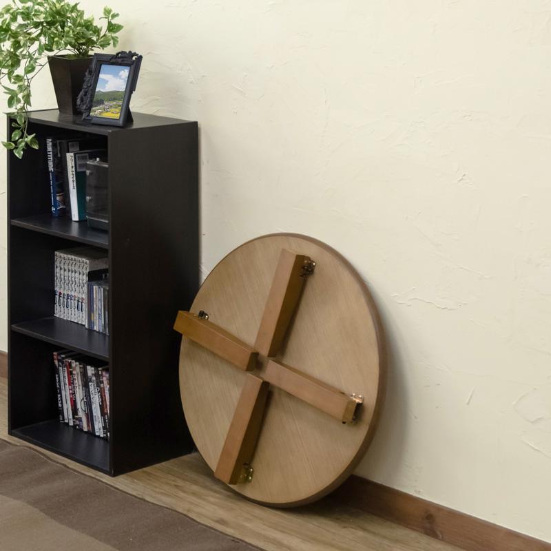 折りたたみテーブル 丸型 65cm幅 ちゃぶ台 座卓 木製 円卓 円形 折れ脚