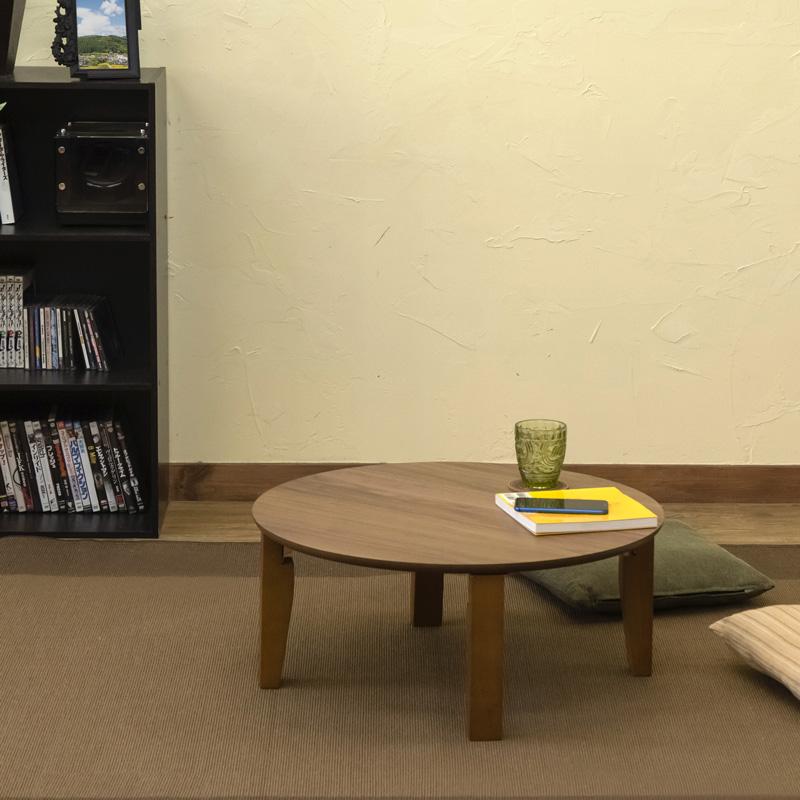 折りたたみテーブル 丸型 65cm幅 ちゃぶ台 座卓 木製 円卓 円形 折れ脚