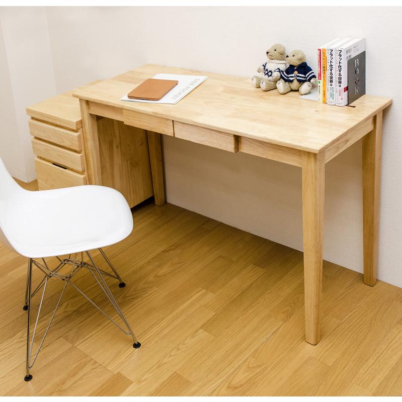 デスク 引き出し付き 平机 120cm幅 奥行45cm 天然木製 A4サイズ