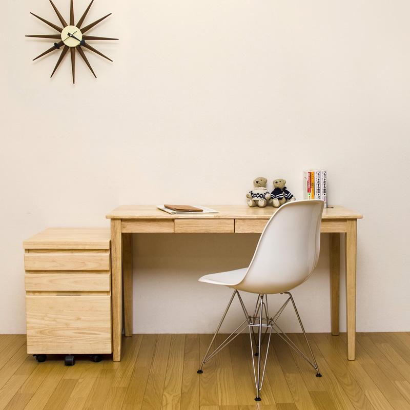 デスク 引き出し付き 平机 120cm幅 奥行45cm 天然木製 A4サイズ