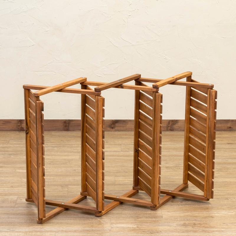 木製ラック 棚4段 60cm幅 折たたみ式 アカシア材 ワイド UNL-27 木製ラック 棚4段 60cm幅 折たたみ式 アカシア材 ワイド UNL-27
