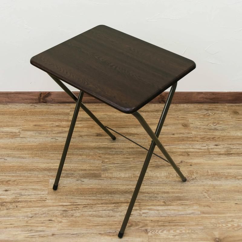 折りたたみテーブル デスク 48cm×40cm 木目柄 ミニテーブル 机