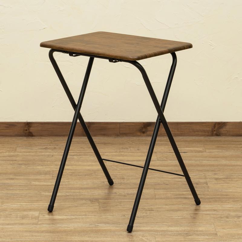 折りたたみテーブル デスク 48cm×40cm 木目柄 ミニテーブル 机 ハイ