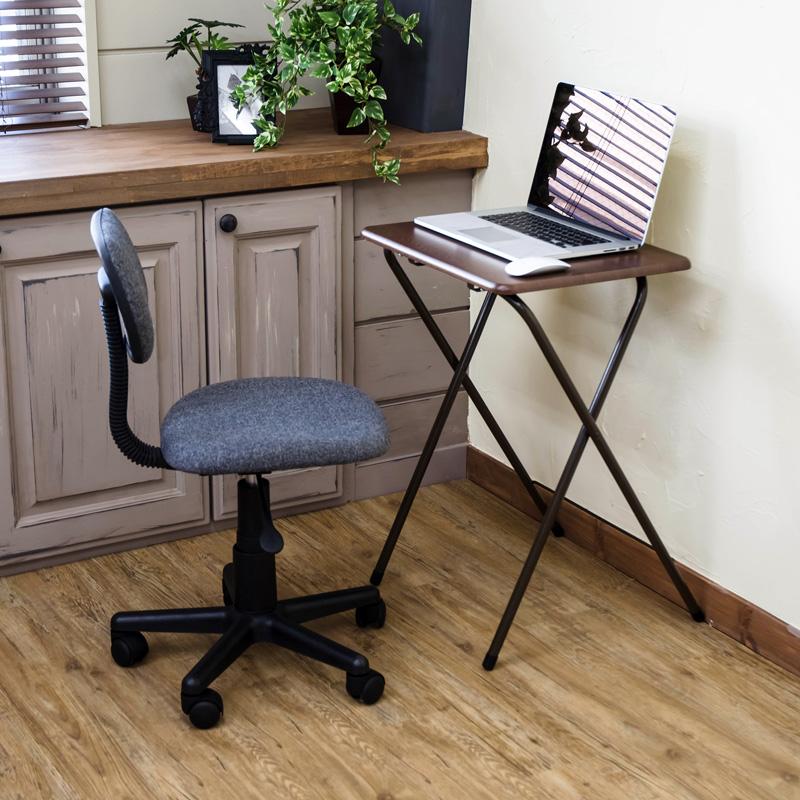 折りたたみテーブル デスク 48cm×40cm 木目柄 ミニテーブル 机 ハイ