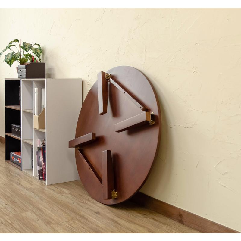 折りたたみテーブル 丸型 90cm 天然木製 ちゃぶ台 円卓 折れ脚