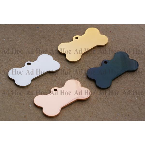 ボーンMサイズ ステンレス迷子札  片面刻印 イラスト入り/ ブラック  骨型　鏡面 ステンレススチール  (メール便送料無料) メタザ |  | 03