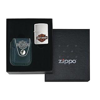 ZIPPO ギフトセット ハーレーダビッドソン本革ライターポーチ ブラック Harley Davidson Lighter Pouch - with loop gift set- HDP6｜adhoc