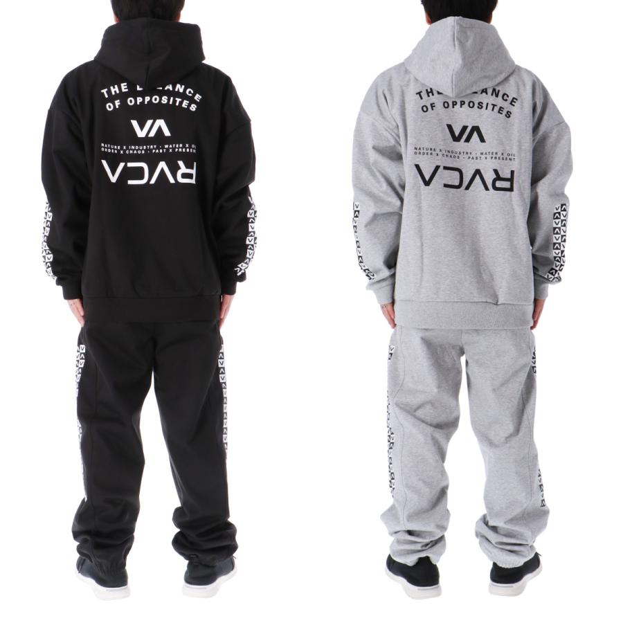 ルーカ スウェット メンズ 上下 RVCA パーカー パンツ 防風 はっ水 フリース 起毛 バックプリント 袖ロゴ プルオーバー フーディ トレーニン スウェット メンズ 運動着 部活 ルームウェア 上下セット