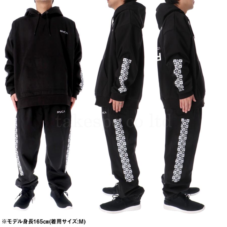 ルーカ スウェット メンズ 上下 RVCA パーカー パンツ 防風 はっ水 フリース 起毛 バックプリント 袖ロゴ プルオーバー フーディ トレーニン スウェット メンズ 運動着 部活 ルームウェア 上下セット