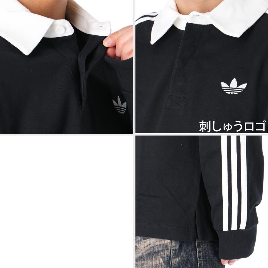 『adidas』 アディダス　ポロシャツ　長袖　刺繍ロゴ　ハーフボタン　黒　L reonard_1-240001093915