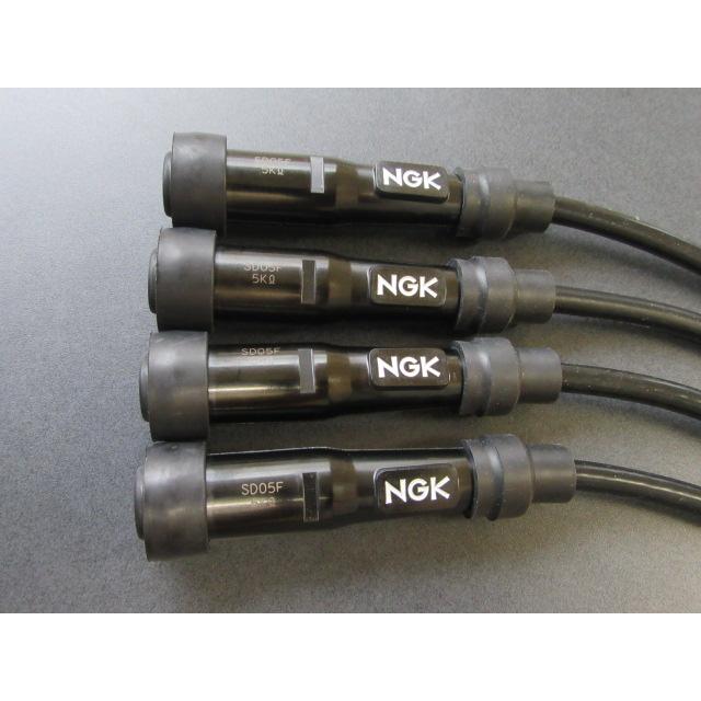 NGK 送料無料 SD05F＆KJ-57 NGK プラグキャップ+ケーブル 4セット