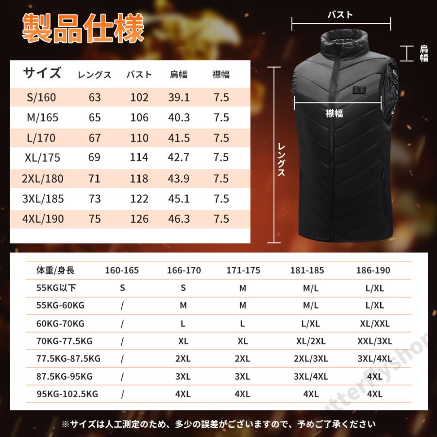 【手袋サービス】 電熱ベスト 日本製ヒーター 13箇所ヒーター 3段階調温 ヒーターベスト 前後独立温度設定 男女兼用 加熱ベスト 中綿 速暖 電熱ジャケット｜adlibitum｜13