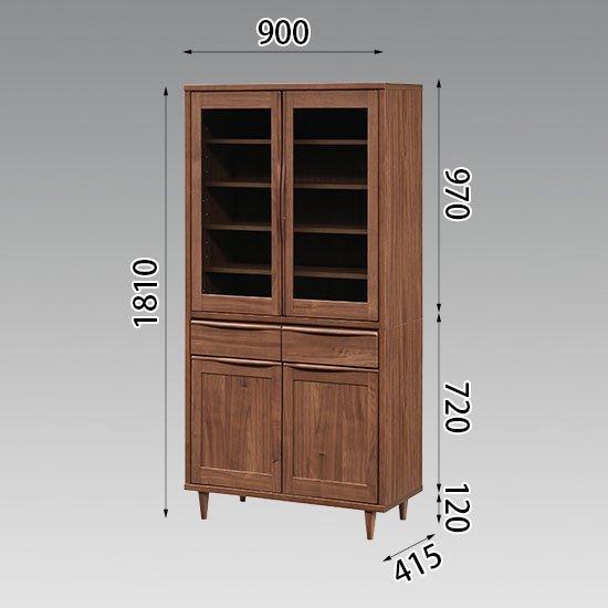 木製　脚付き　食器棚 脚付き食器棚 北欧 キッチン収納 幅 90 高さ 180 収納 棚 ラック