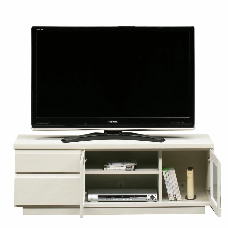 デザインテレビボード/ガラス扉付き収納テレビ台 　木製 幅120cm/ホワイト ・完成品｜admart｜08